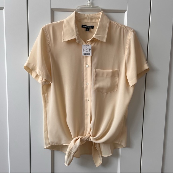 J Crew Yellow Peach Button Down Top xs new - Picture 2 of 4